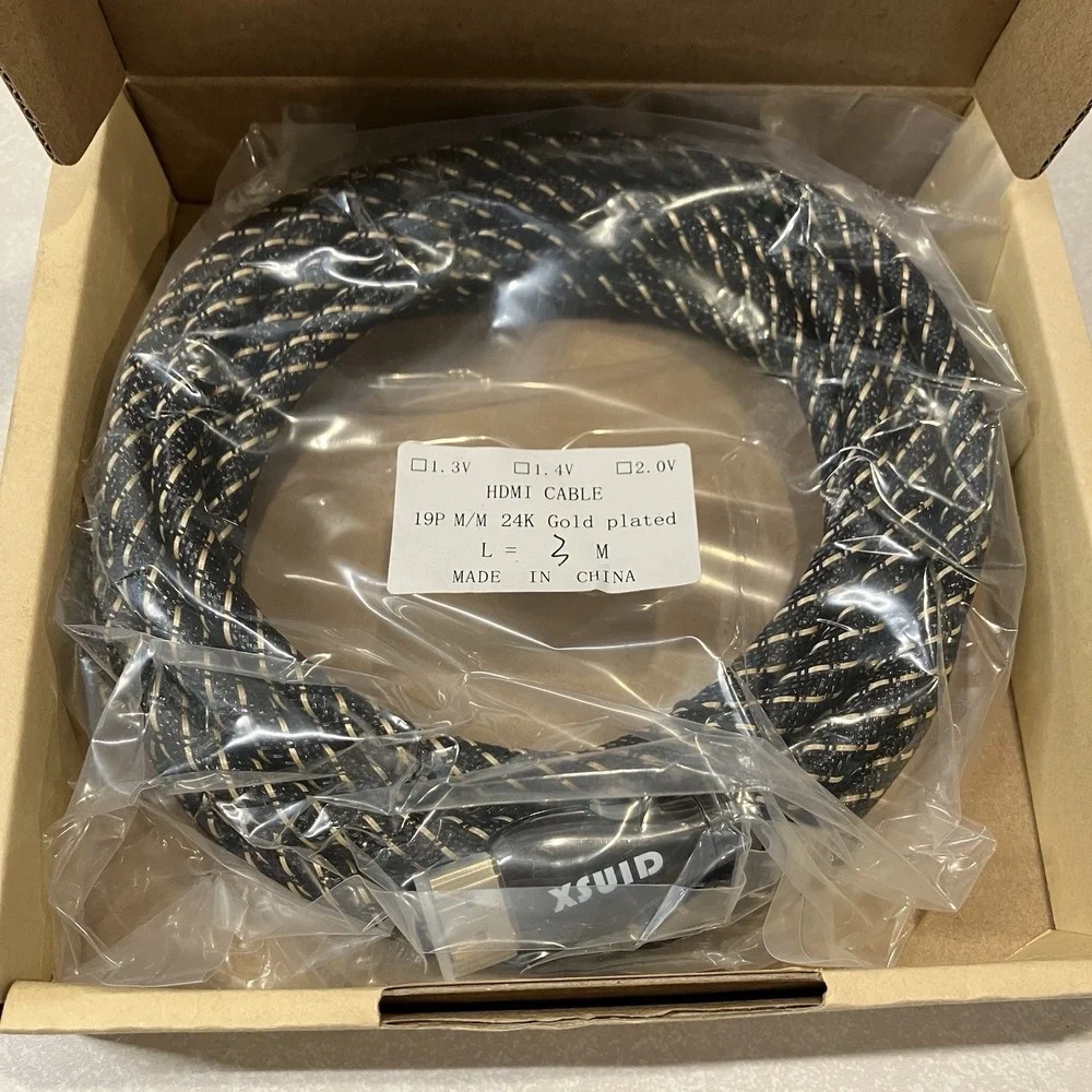XSUID HDMI 2.0 Cable 3M 4K 60Hz LED Braided Gold Plated High Speed 30AWG Cord
